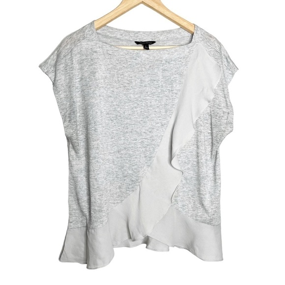 Banana Republic Ruffle Sash Gray Knit Top Sz L - Picture 1 of 5